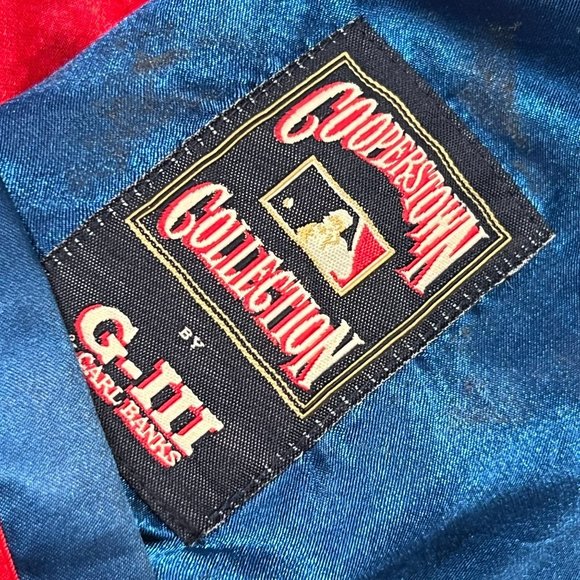 Atlanta Braves Jacket XL Satin Bomber Red Blue Cooperstown Collection G-III - Picture 4 of 16